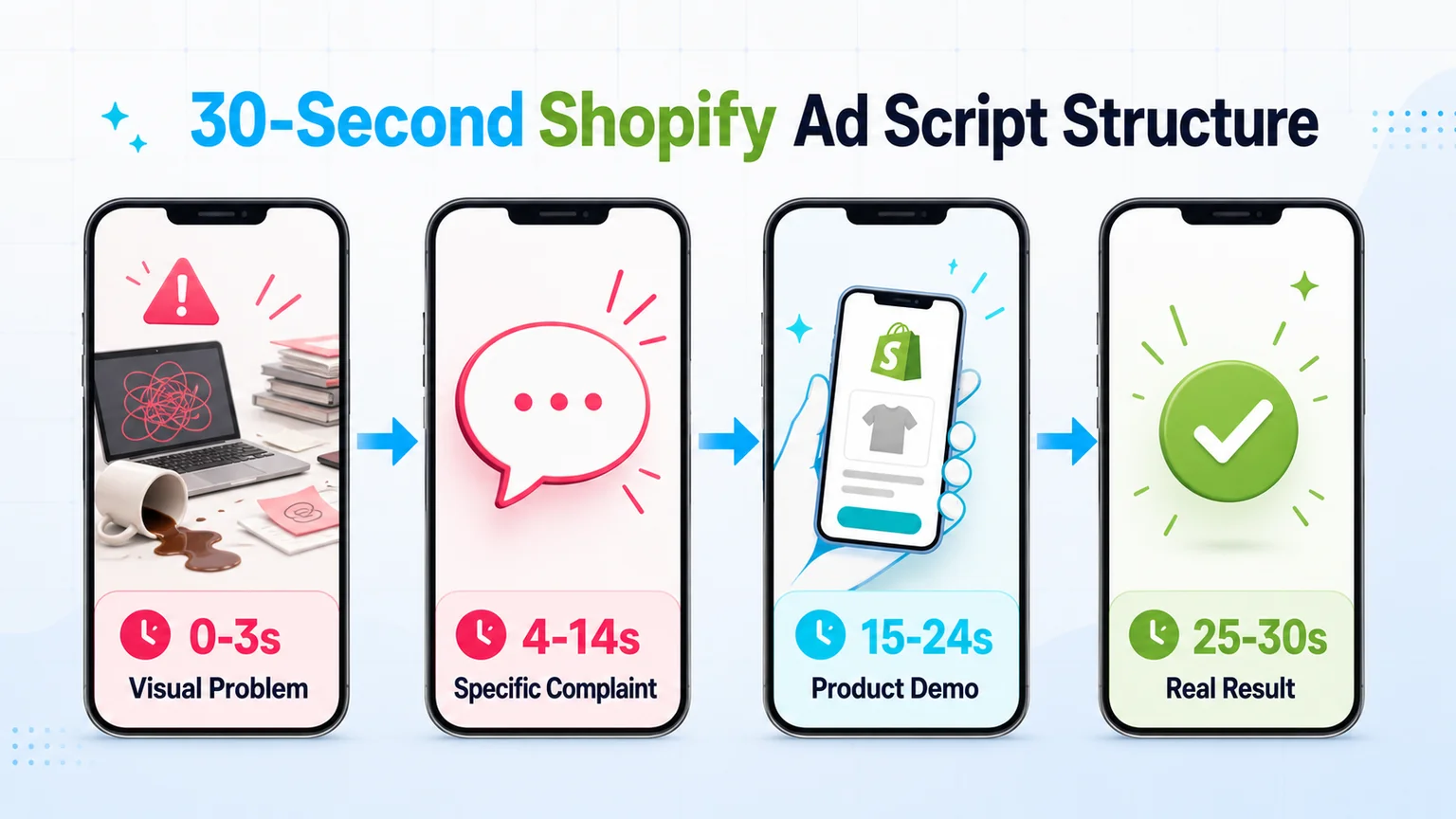 Shopify AI prompt storyboard for a 30-second TikTok and Reels product video ad